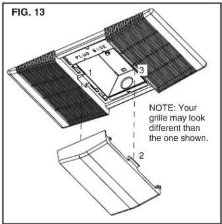 FIG. 13 PLUG SIDE 1 3 NOTE: Your grille may look different than the one shown. 2