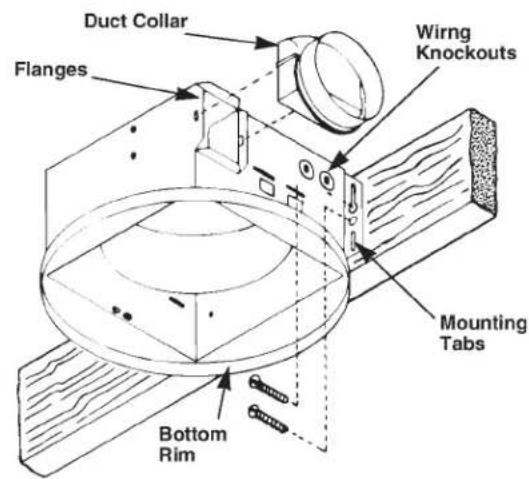 Duct Collar Flanges Wirng Knockouts Mounting Tabs Bottom Rim