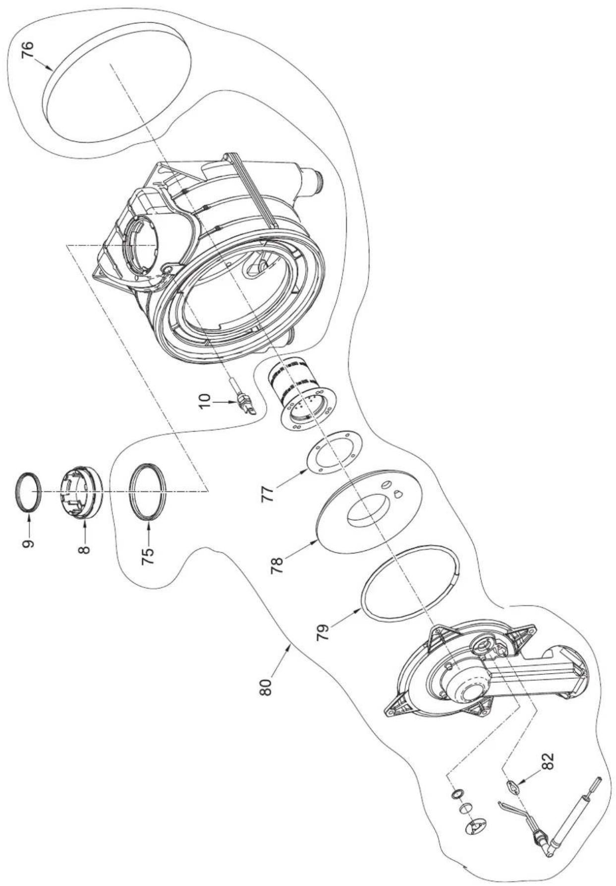 Technical diagram of a mechanical assembly with numbered parts, likely a valve or pump component
