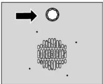 Diagram showing a circular object with an arrow pointing to it and a patterned rectangular structure below (no text or symbols)