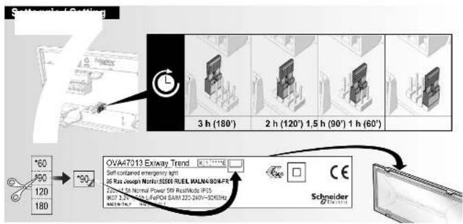 Schematic Design 3 h (180°) 2 h (120°) 1,5 h (90°) 1 h (60°) OVA47013 Exway Trend Self-contained emergency light 36 Res closed Nortel:5500 RUEL WALNA/BON-PR 720~1.5h Normal Power SW RealMode IP25 WQF 3.2V DC LefPON BAM 220-240V~500Hz Schneider