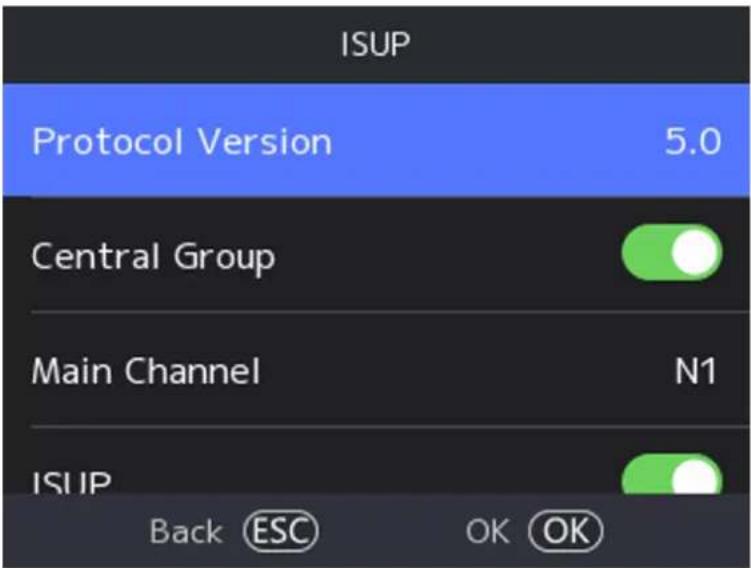 ISUP Protocol Version 5.0 Central Group Main Channel N1 ISUP Back ESC OK OK