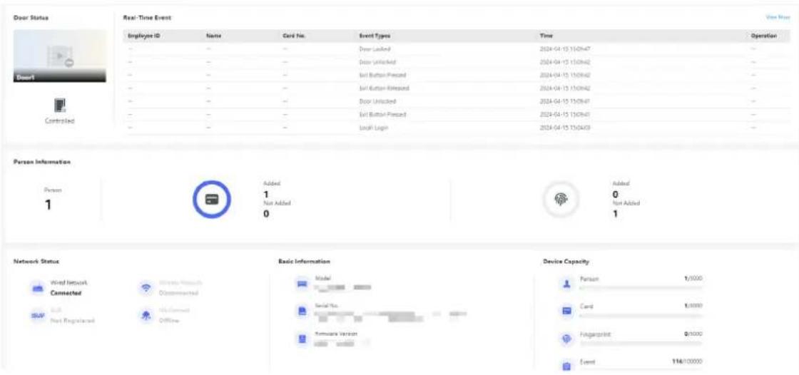 Door Status Real-Time Event Employee ID Name Card No. Event Types Time Operation - - - Door Untitled 2024-04-15 13:09:47 - - - - Door Untitled 2024-04-15 13:09:42 - - - - Unit Button-Pressed 2024-04-15 13:09:42 - - - - Unit Button-Released 2024-04-15 13:09:42 - - - - Door Untitled 2024-04-15 13:09:41 - - - - Unit Button-Pressed 2024-04-15 13:09:41 - - - - User Login 2024-04-15 13:09:39 - Person Information Person Added Added 1 1 Not Added 0 Not Added 1 Network Status Basic Information Device Capacity Wired Network Connected USB Next Registered Internet Network Recommended URL Command Offline Model Social Sys. Hardware Version Device Type Card Facilitybit 0/1000 Event 116/10000