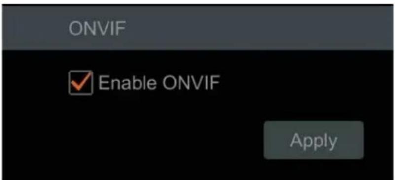ONVIF Enable ONVIF Apply
