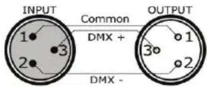 INPUT 1 • 3 2 • Common DMX + OUTPUT 3 • 1 • 2 DMX -
