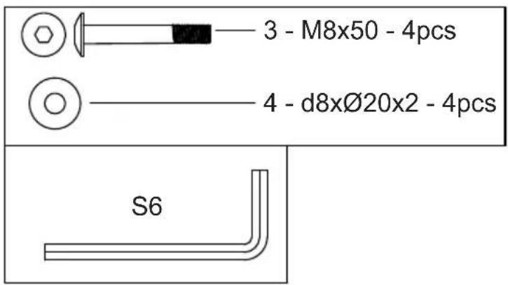3 - M8x50 - 4pcs 4 - d8xØ20x2 - 4pcs S6