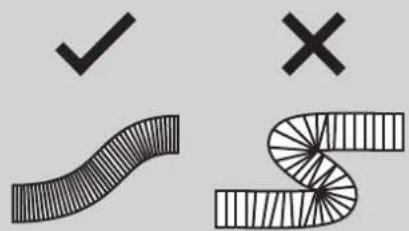 Diagram showing checkmark and cross symbols on a wavy and striped pattern, likely indicating approval or rejection actions.