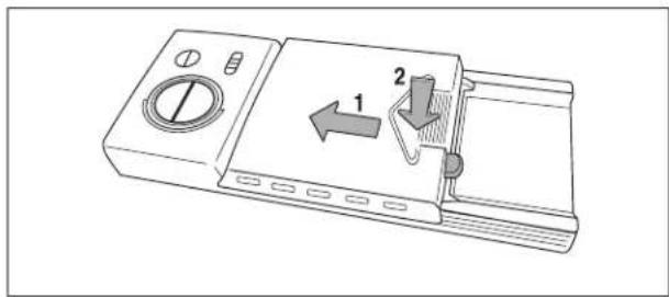 Diagram of a device with labeled parts and directional arrows indicating movement or flow