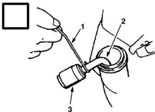 Diagram showing a hand holding a tool with three labeled parts, likely illustrating a medical or mechanical procedure.