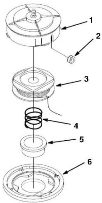 Exploded view diagram of a mechanical assembly with numbered parts for identification