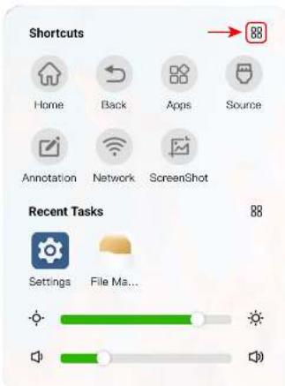 Shortcuts Home Back Apps Somewhere Annotation Network ScreenShot Recent Tasks Settings File Ma... 88