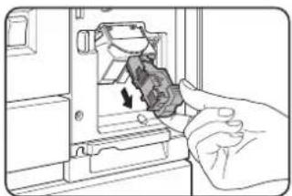 SHARP MX-M450N - Pull the release lever for the staple box and remove the box. - 1