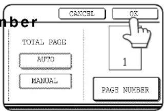 CANCEL OK TOTAL PAGE AUTO MANUAL 1 PAGE NUMBER