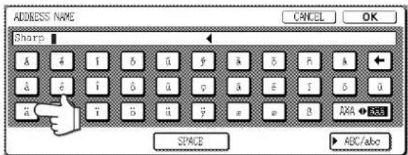 ADDRESS NAME Sharp SPACE CANCEL OK ABC/abc