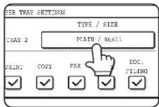 PER TRAY SETTINGS TYPE / SIZE TRAY 2 PLAN / 8x11 PRINT COPY FAX DOC. TILING ✓ ✓ ✓ ✓ ✓ ✓ ✓