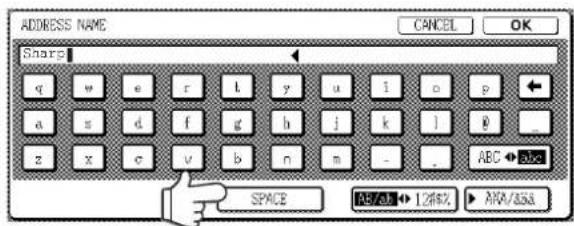 ADDRESS NAME Sharp q w e r l y u i o p a s d f g h j k l 0 z x c v b n m - - ABC → SPACE 126% AIA/SSA