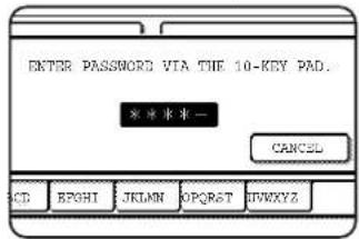 ENTER PASSWORD VIA THE 10-KEY PAD. * * * * - CANCEL CD EZOHI JKLNN OPQRT UVWXYZ