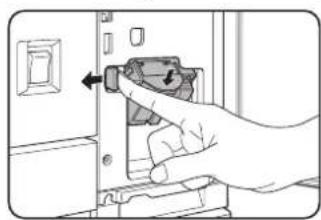 SHARP MX-M450N - While pushing the staple unit release lever to the left, rotate the staple unit to face down. - 1