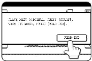 PLACE TEXT ORIGINAL, PRESS [START], EXEM PIXLASHED, PRESS [READ-END]. READ-END
