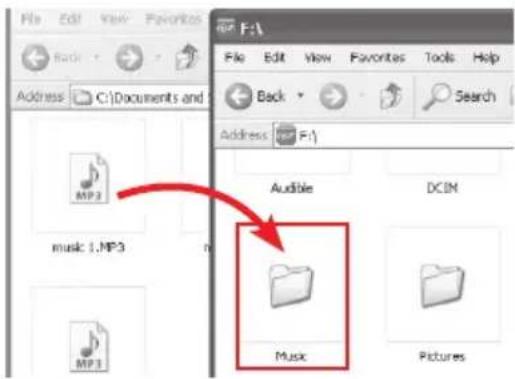 File Edit View Favorites Back Address C:\Documents and F:\ File Edit View Favorites Tools Help Back Search Address F:\ Audible DCIN music 1.MP3 Music Pictures
