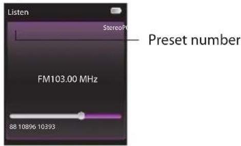 Listen StereoP Preset number FM103.00 MHz 88 10896 10393