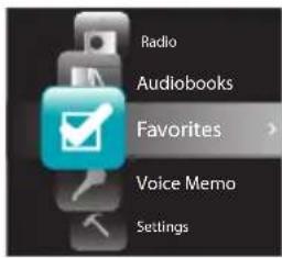 Radio Audiobooks Favorites Voice Memo Settings
