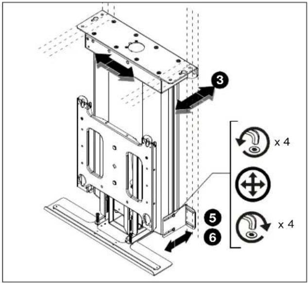 Technical diagram of a mechanical assembly with numbered components and rotation indicators for x4.