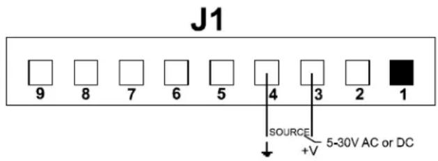 J1 9 8 7 6 5 4 3 2 1 SOURCE +V 5-30V AC or DC