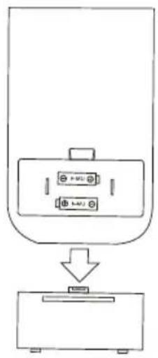 Diagram showing a device with labeled buttons and an arrow pointing to a button, likely indicating a process or operation.