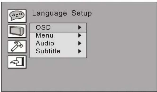 Language Setup OSD Menu Audio Subtitle