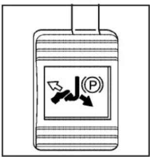 Diagram showing a traffic sign with directional arrows and a parking sign, likely indicating parking or traffic flow.