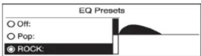 EQ Presets ○ Off: ○ Pop: ● ROCK: