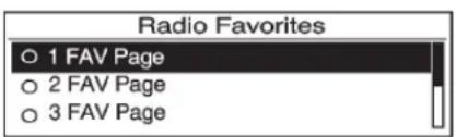 Radio Favorites ○ 1 FAV Page ○ 2 FAV Page ○ 3 FAV Page