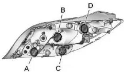Technical diagram of a mechanical assembly with labeled parts A, B, C, and D