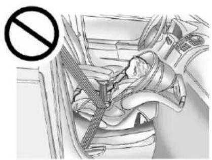 Diagram showing a person wearing a seatbelt inside a vehicle, with a no-smoking symbol overlaid.