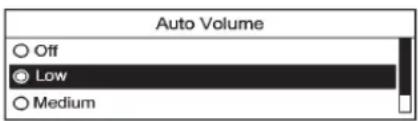 Auto Volume ○ Off ● Low ○ Medium