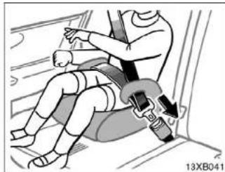 Illustration of a person using a seatbelt on a vehicle (no text or symbols visible)