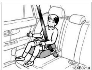 Illustration of a child wearing a seatbelt inside a car, no text or symbols present
