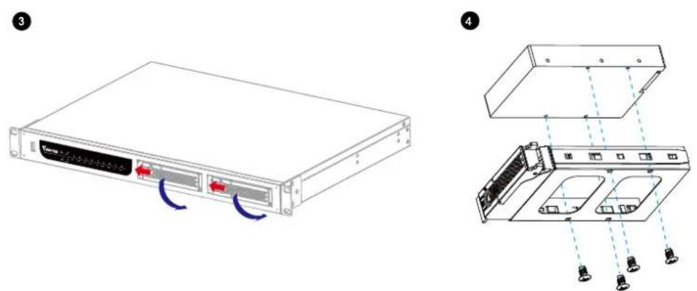 Technical diagram showing a server rack with labeled ports and internal components, including a zoomed-in view of the internal structure.