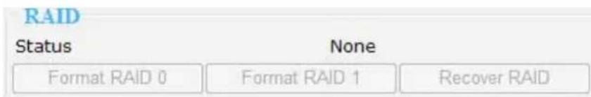 RAID Status None Format RAID 0 Format RAID 1 Recover RAID