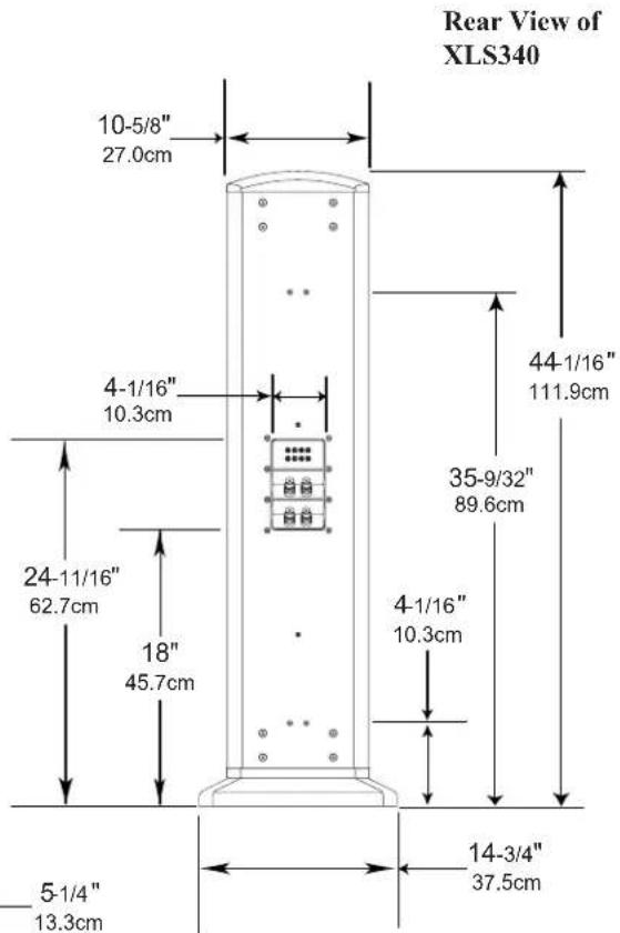 Rear View of XLS340 10-5/8" 27.0cm 4-1/16" 10.3cm 24-11/16" 62.7cm 18" 45.7cm 5-1/4" 13.3cm 44-1/16" 111.9cm 35-9/32" 89.6cm 4-1/16" 10.3cm 14-3/4" 37.5cm