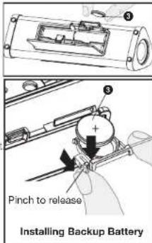 ① ③ Pinch to release Installing Backup Battery