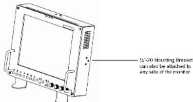 14-20 Mounting Bracket can also be attached to any side of the monitor