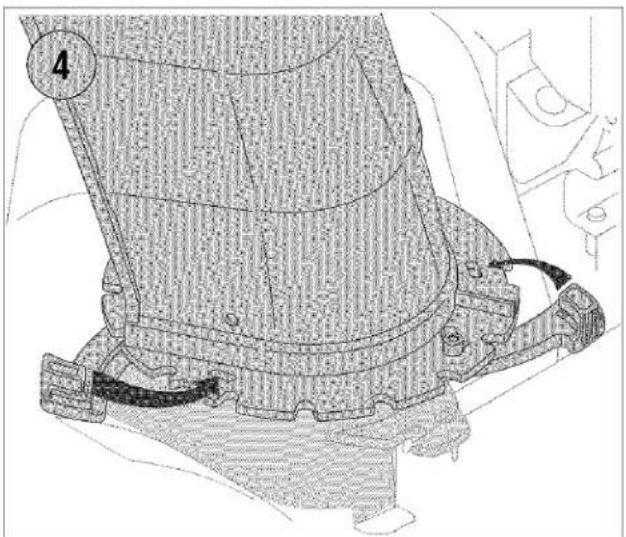 Technical diagram of a mechanical component with numbered part and directional arrows indicating movement or assembly.