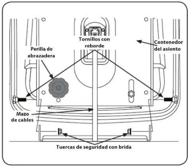 Perilla de abrazadera Tornillos con reborde Contenedor del asiento Mazo de cables Tuercas de seguridad con brida
