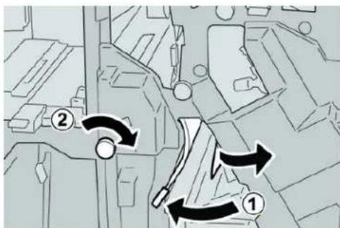 Technical diagram showing mechanical components with numbered annotations and directional arrows indicating motion or movement.