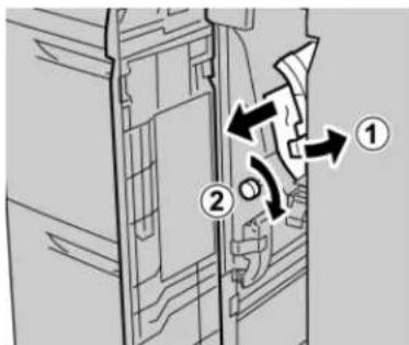Technical diagram showing mechanical assembly with numbered components and directional arrows indicating motion or movement.