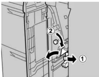 Technical diagram showing mechanical assembly with numbered components and directional arrows indicating motion or movement.