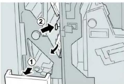 Technical diagram showing mechanical assembly with numbered components and directional arrows indicating motion or movement.