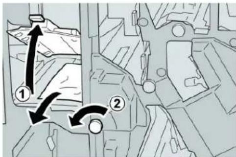 Technical diagram showing mechanical assembly with numbered components and directional arrows indicating motion or flow.
